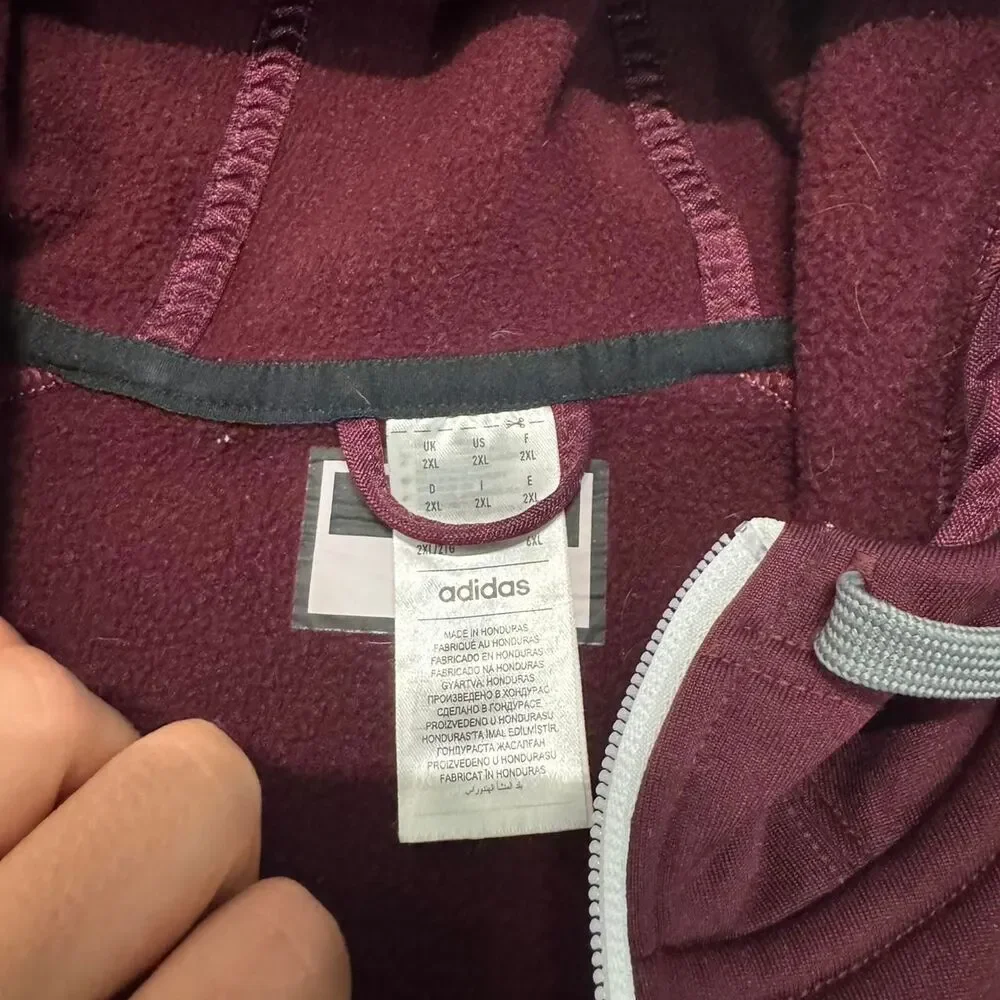 Adidas Men's Burgundy and Red Hoodie